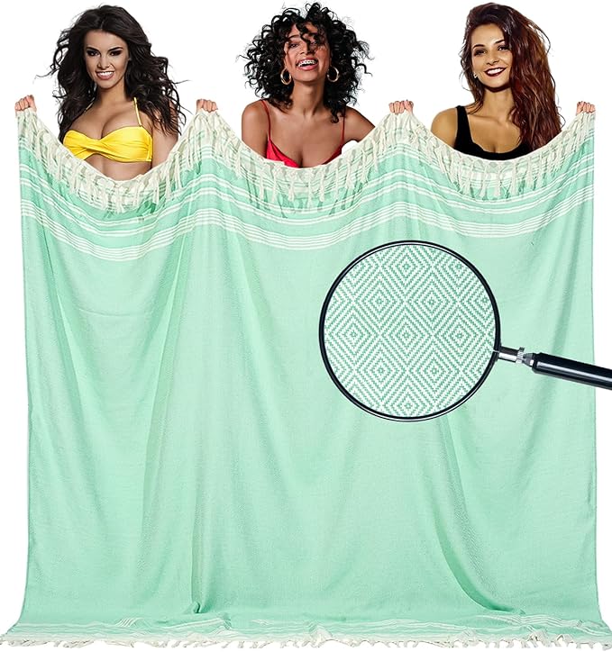 Oversized Turkish Beach Towel Blanket Cotton Giant XL Sandproof Towels Huge Linen XXL Extra Large Big Throw Quilt Blankets for Adults Cloud Travel Camping Glamping Accessories Essentials