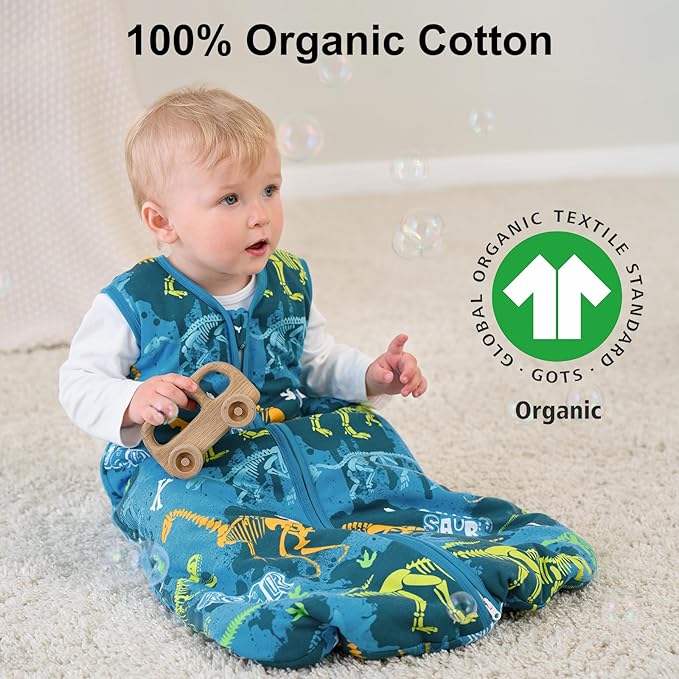Yoofoss Baby Sleep Sack 6-12 Months, 1.5 Tog Baby Wearable Blanket with 2-Way Zipper, 100% Cotton Organic Fabric Winter Infant Sleeping Sack, Warm Soft Comfy