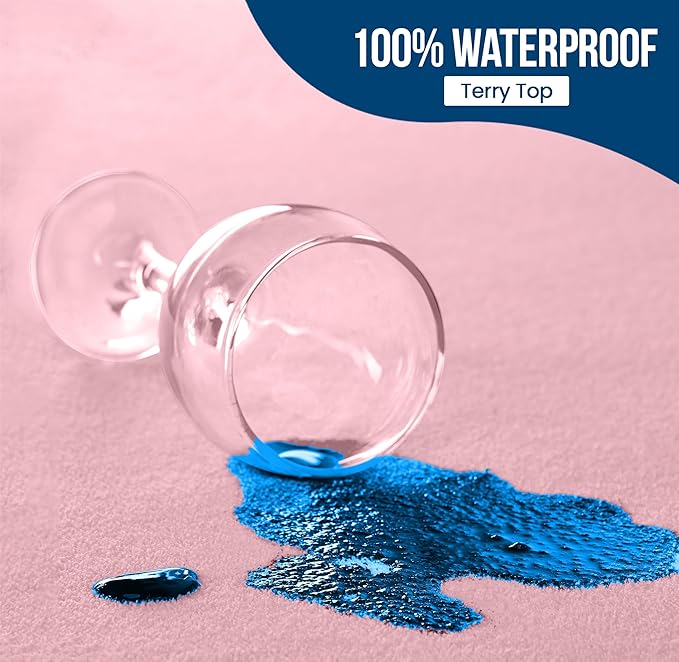 Utopia Bedding Waterproof Mattress Protector Queen Size, Premium Terry Mattress Cover 200 GSM, Breathable, Fitted Style with Stretchable Pockets (Pink)