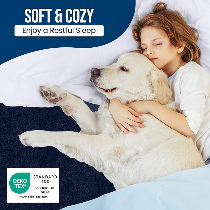 Utopia Bedding Waterproof Mattress Protector Twin XL Size, Premium Terry Mattress Cover 200 GSM, Breathable, Fitted Style with Stretchable Pockets (Navy)