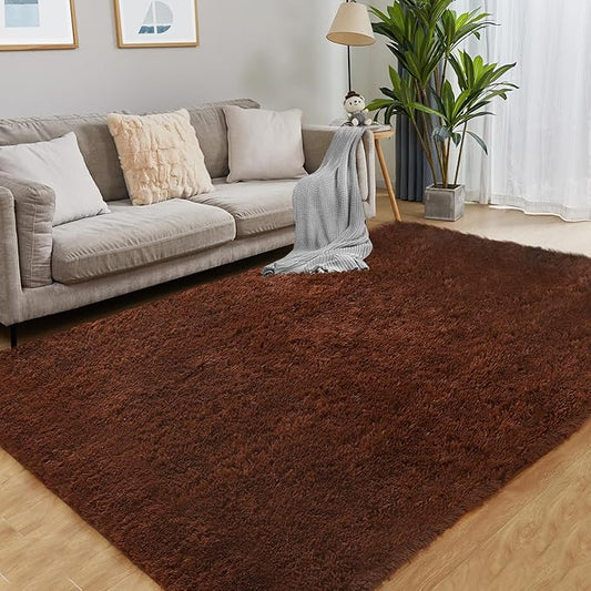 Luxury 3x5 Area Rug, Ultra Soft Rugs for Living Room, Plush Carpet Rugs for Bedroom, Non-Slip Indoor Rug for Nursery, Study Room, Playroom, Home Decor, Brown