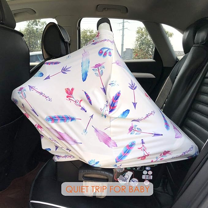 Car Seat Covers for Babies - Carseat Canopy, Multi-use Breastfeeding Covers, Girls and Boys Baby Shower Gifts