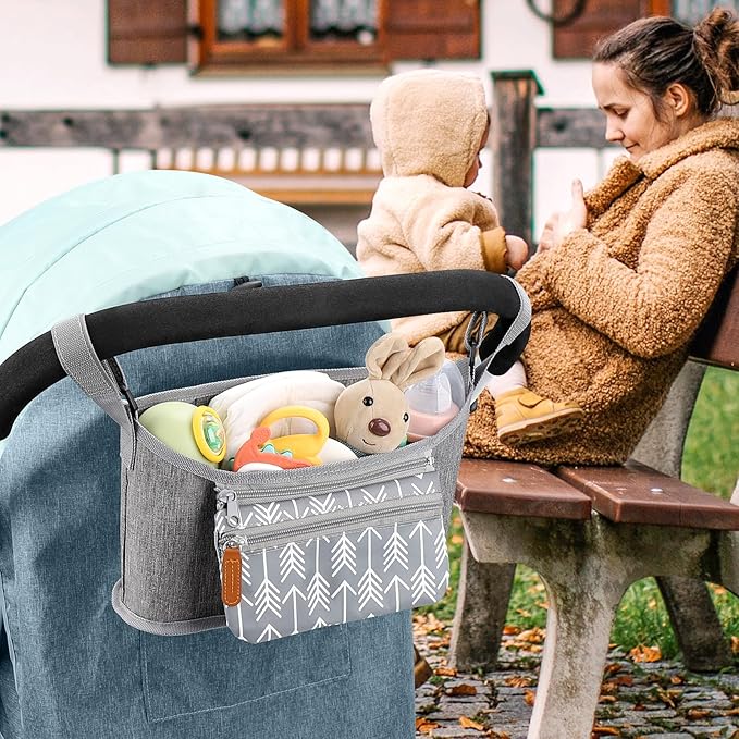 Accmor Universal Stroller Organizer with Detachable Phone Bag, Stroller Bag Caddy Organizer Stroller Accessories for Uppababy, Baby Jogger, Nuna, Doona, Britax Strollers