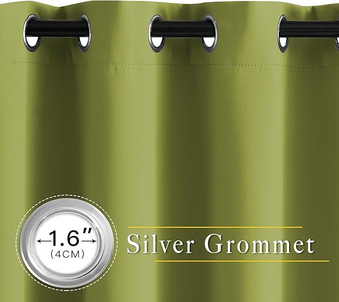 NICETOWN Room Darkening Room Divider Curtains 118 inches Long, Grommet Thermal Window Treatments Sound Reducing Drapes for Sliding Glass Door, Fresh Green, W66 x L118, 2 Pieces