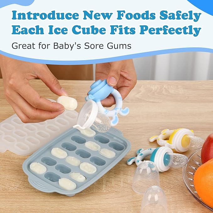 Baby Breastmilk Popsicle Molds & Baby Fruit Feeder-WAJIAYON Silicone Food Freezer Tray Storage Containers,Infant Food Pacifier Feeder and Teether for Babies Easter Bunny Gifts for Boys and Girls