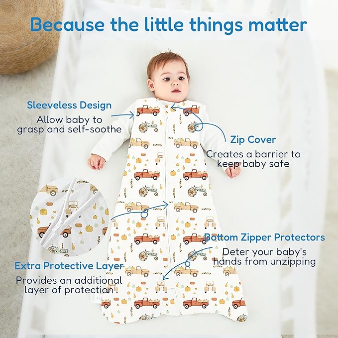TotAha Sleep Sack 6-12-15 Months 3-Pack,Stretchy,Buttery Soft Swaddle Transition Sleeping Bag,Light Baby Wearable Blanket with 2-Way Safe Zippers for Boys and Girls, 0.5 TOG