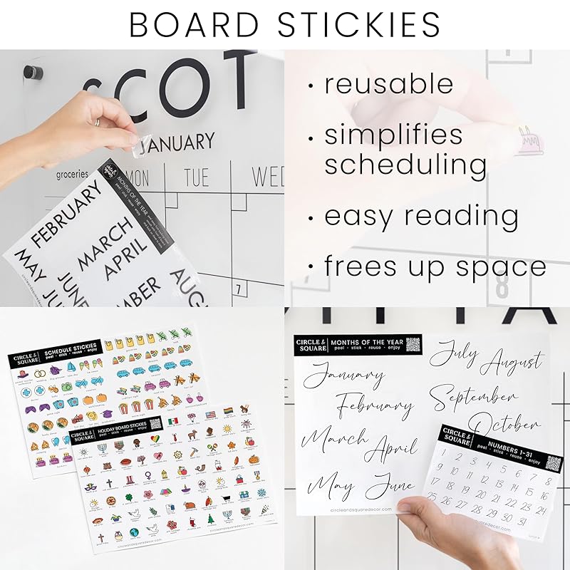 Personalized Clear Acrylic Calendar for Wall, Calendar Whiteboard for Wall, Dry Erase Wall Calendar, Wall Calendar Organizer System for Home (Cursive, Black, 38"W x 26"H)