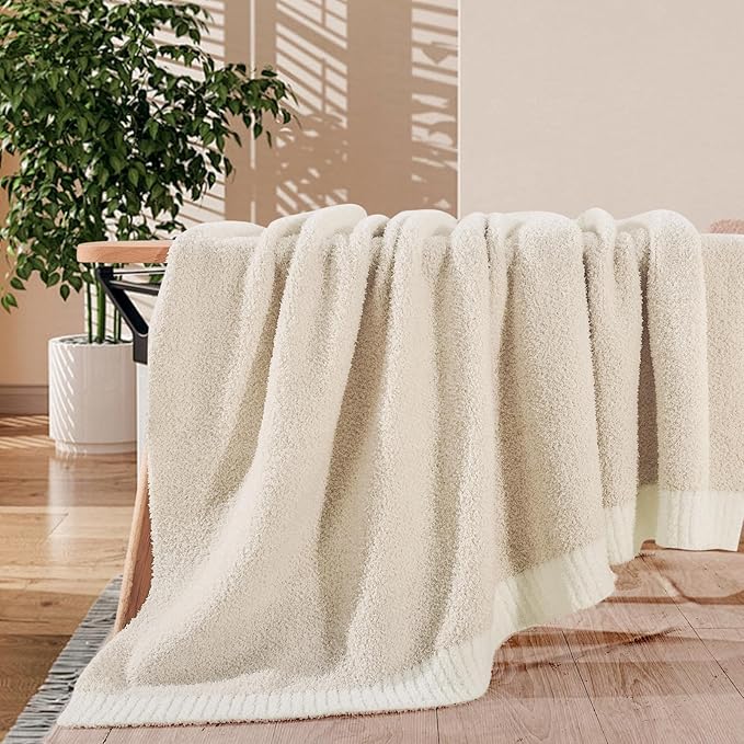 NEXHOME PRO Super Soft Blanket for Women, Cozy Blanket Warm Reversible Knit Lightweight Throws for Couch, Sofa Bed, Picnic, Heather Ivory, 50 x 60 inches