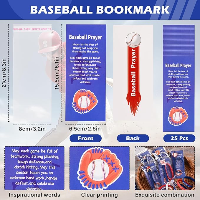 LiYiQ 72 Pcs Baseball Party Favors Baseball Team Gifts Baseball Goodie Bags Stuffers Baseball Ballpoint Pens Bookmark Card and Silicone Bracelet