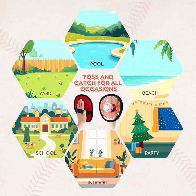 Toss and Catch Ball Set - Ultra Soft & Safe Toddler Baseball Gloves Designed for Pain-Free - Kids Games Toys Indoor Outdoor - Great for Yard Beach Pool - Gift for Boys Girls 2-4 5-7 8-10 Years