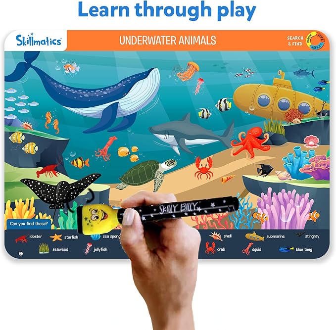 Skillmatics Search and Find Animals Educational Game - Reusable Preschool Learning Activities, Perfect for Toddlers & Kids Who Love Toys, Art & Crafts, Builds Vocabulary, Gifts for Ages 3, 4, 5, 6
