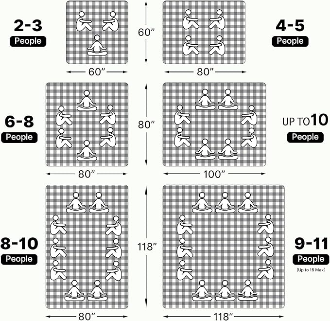 TigeJoy Extra Large Picnic Blanket Waterproof Foldable 80''x118'', Outdoor Picnic Mat Beach Blanket Sandproof for Park, Grass, Travel, Hiking, Camping Essentials, Gingham Picnic Blanket