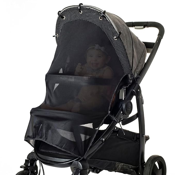Stroller Sun Shade - Universal UV Protection Cover for Strollers Sunshade with See Through, Clip-On Sun Blocker, Sun Shield for Baby, Breathable Adjustable Fit, Full Coverage, X-Large