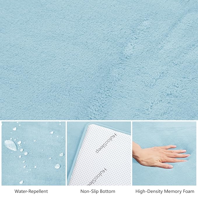 Baby Play Mat for Floor,1.3" Thick Elasti-Foam 50"×74" Playpen Mat for Tummy Time,Water Repellent Soft Coral Velvet for Toddler,Infant,Kids,Non-Slip Backing Safe for Crawling(Light Blue)