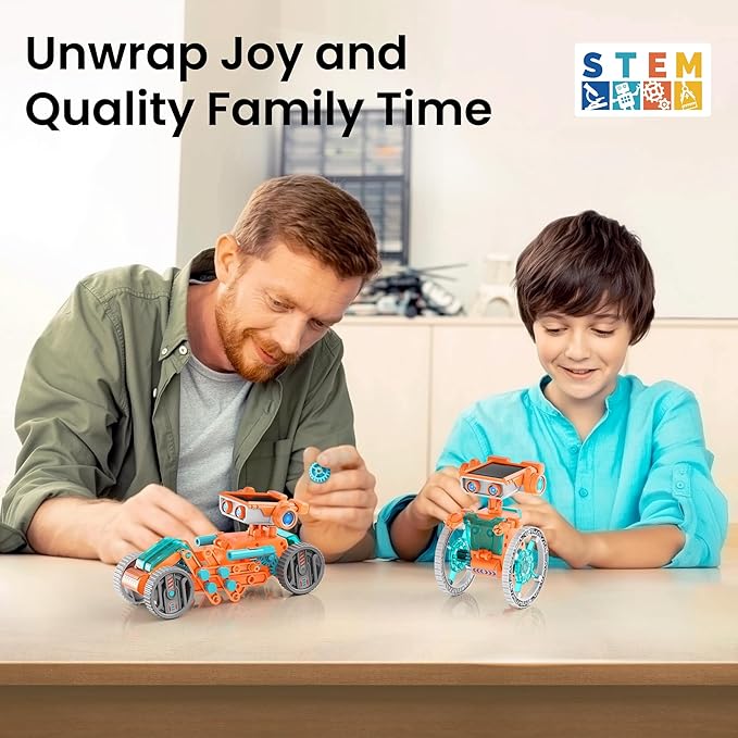 Sillbird Solar Robot Building Kit STEM Gift for Boys Aged 8-14, 15-in-1 DIY Science Educational Robotic Set, Solar or Battery Powered Toy for Kids Birthday with 212 Pieces