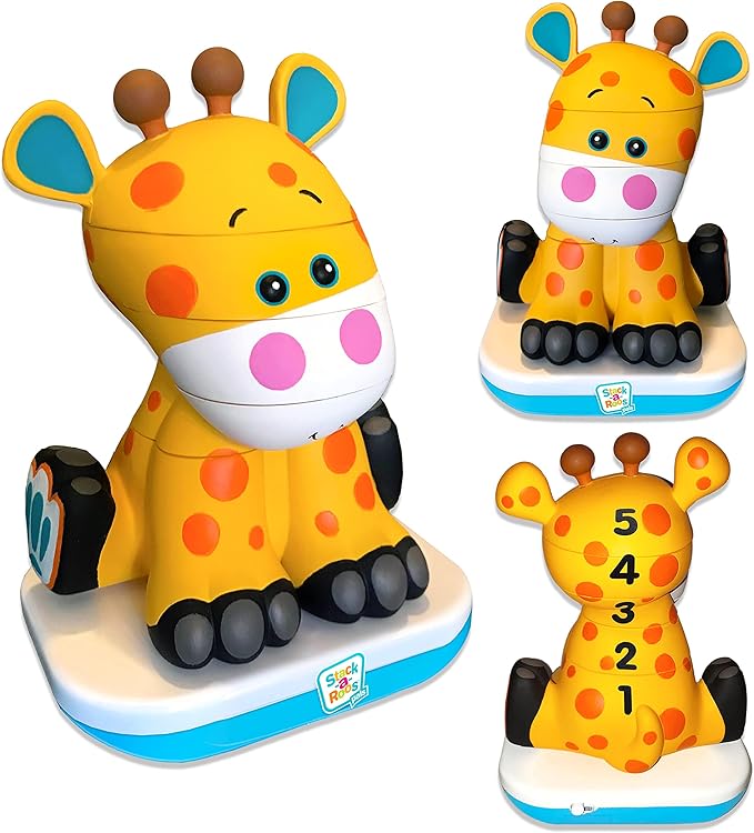 Stack-a-Roos Baby Giraffe by Salus Brands - Animal Stacking Toy, Educational Early Learning Toy for Infants Babies Toddlers, Age 12+ Months - Great Baby Gifts, STEM