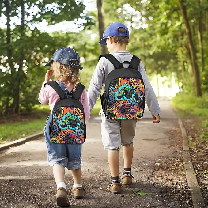 Toddler Monster Truck Car Waterproof Mini Backpack Boys/Girls Cute Small Backpack Kindergarten Preschool Bags 11 Inch