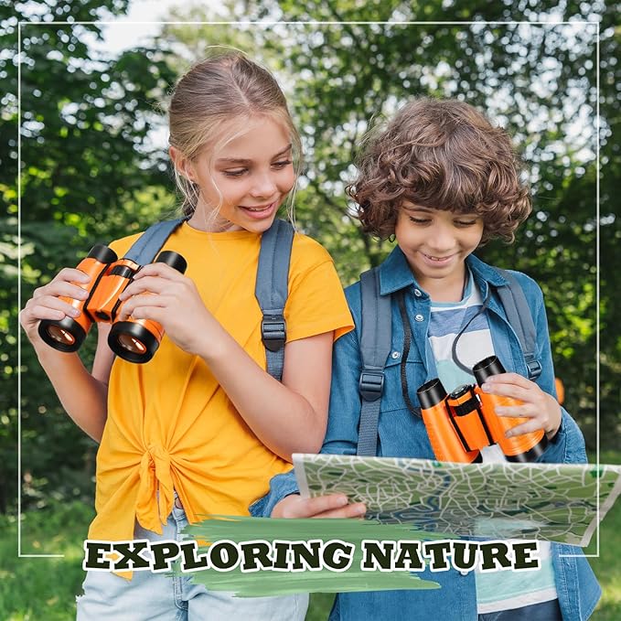 Libima 24 Pcs Binoculars for Kids Educational Compact Kids Binoculars with Neck String Toddler Telescope for Boys Girls Learning Bird Watching Camping Hiking Travel Safaris Birthday Gifts(Orange)