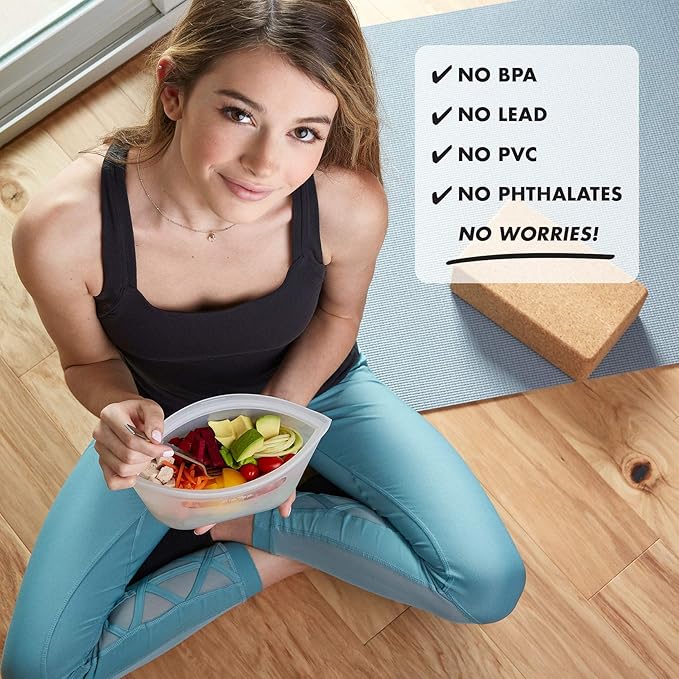 Zip Top Reusable Food Storage Bags | Large Cup [Lavender] | Silicone Meal Prep Container | Microwave, Dishwasher and Freezer Safe | Made in the USA