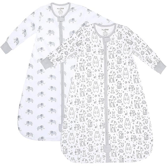 Mama Cheetah Baby Sleep Sack with Sleeves, 0.5 TOG Organic Cotton Wearable Blanket and Two-Way Zipper, Swaddle Transition Long Sleeve Sleeping Bag for Newborn Infant Toddler, 12-18 Months