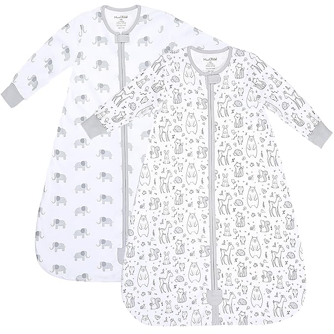 Mama Cheetah Baby Sleep Sack with Sleeves, 0.5 TOG Organic Cotton Wearable Blanket and Two-Way Zipper, Swaddle Transition Long Sleeve Sleeping Bag for Newborn Infant Toddler, 18-24 Months