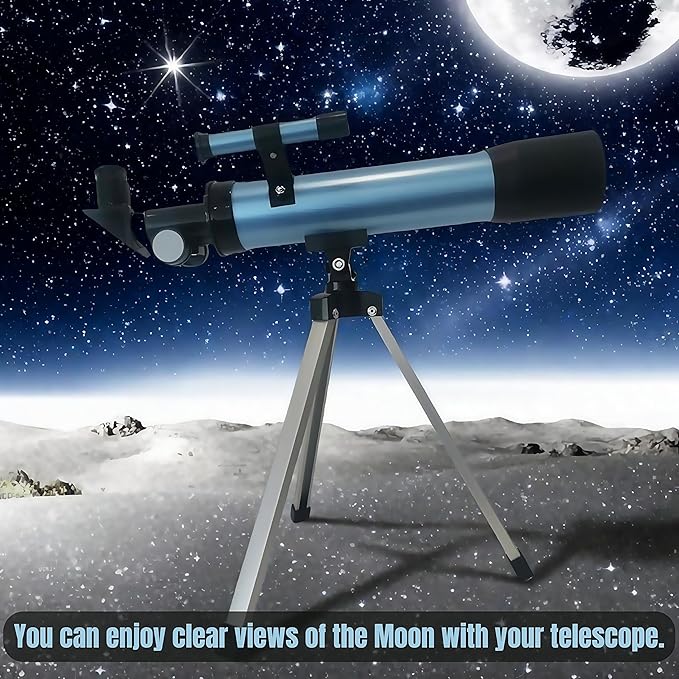 Telescope for Kids 50mm 100x Magnification Beginner Telescopio with Tripod, 2 Eyepieces & Finder Scope, STEM Educational Gift for Boys & Girls Ages 6-12, Portable Kids Telescope for Astronomy