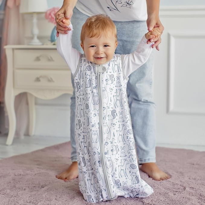 Mama Cheetah Baby Sleep Sack 2.5 TOG, Organic Cotton Baby Wearable Blanket with Two-Way Zipper, Swaddle Transition Baby Sleeping Bag for Newborn Infant Toddler Boy Girl, 12-18 Months