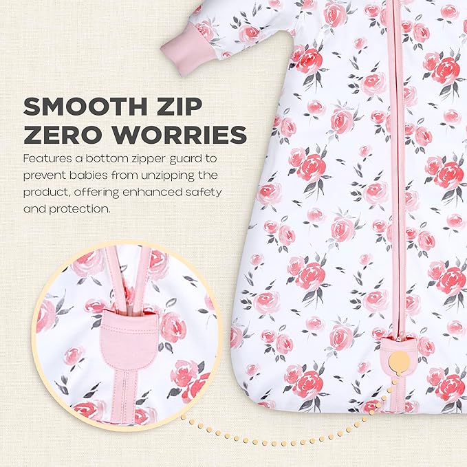 Mama Cheetah Baby Sleep Sack with Sleeves, 0.5 TOG Organic Cotton Wearable Blanket and Two-Way Zipper, Swaddle Transition Long Sleeve Sleeping Bag for Newborn Infant Toddler, 24-48 Months