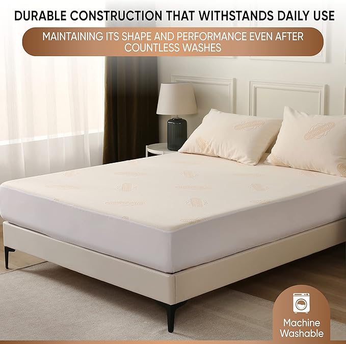 Waterproof Organic Mattress Protector King - Organic Cotton Breathable Mattress Pad Cover - 250 GSM Comfort - Deep Pocket - Fitted Comfort
