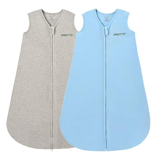 JELLYMONI Baby Sleep Sack 18-24 Months 100% Cotton Wearable Blanket, 0.5 TOG Soft Lightweight Toddler Sleeping Sack 3 Pack 2-Way Zipper Newborn Sleep Sacks