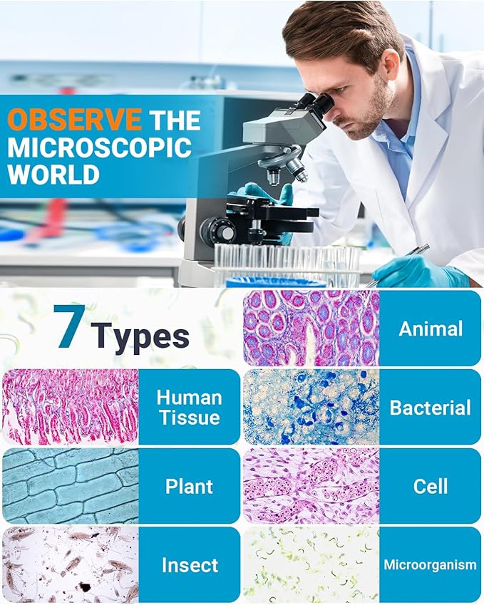 Microscope Slides and Covers Kit – 50 Blank Pre-Cleaned Glass Slides for Microscope, 100 Cover Slips, for Teachers, Students, Families, and Science Enthusiasts