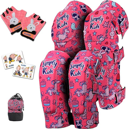Soft-Style Kids Knee and Elbow Pads with Bike Gloves, Flexible Impact-Resistant Gear for Ages 2-11, Designed for Balance Bikes, Roller-Skating, and Skateboarding