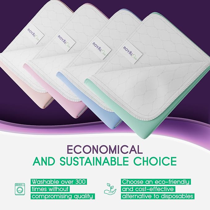 Incontinence Bed Pads - Reusable Waterproof Underpad Chair, Sofa and Mattress Protectors - Highly Absorbent, Machine Washable - for Children, Pets and Seniors (30x36 (Pack of 4), Multi-Color)