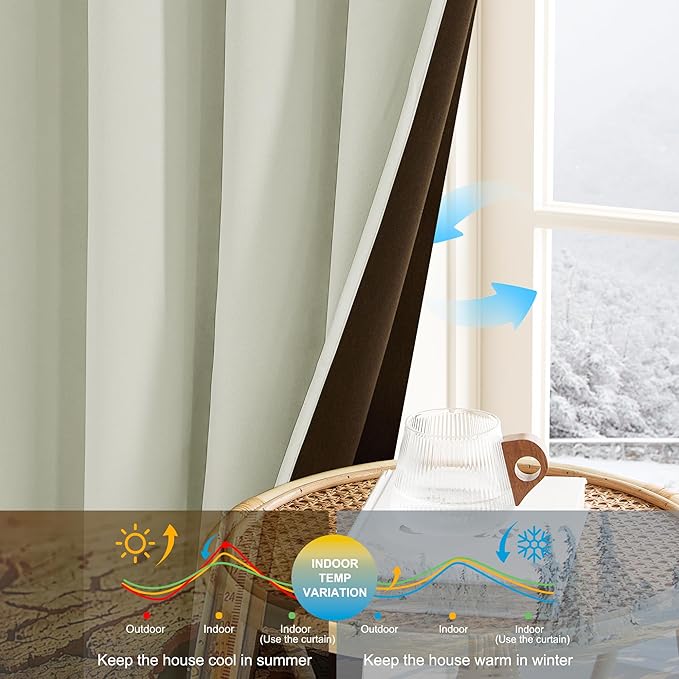 NICETOWN Farmhouse Blackout Curtains 84 Inch Length for Living Room, Grommet Thermal Insulated Window Treatment Drapes for Bedroom, Light Beige Plylux Curtains for Patio Glass Door, 1 Pair, 52 X 84