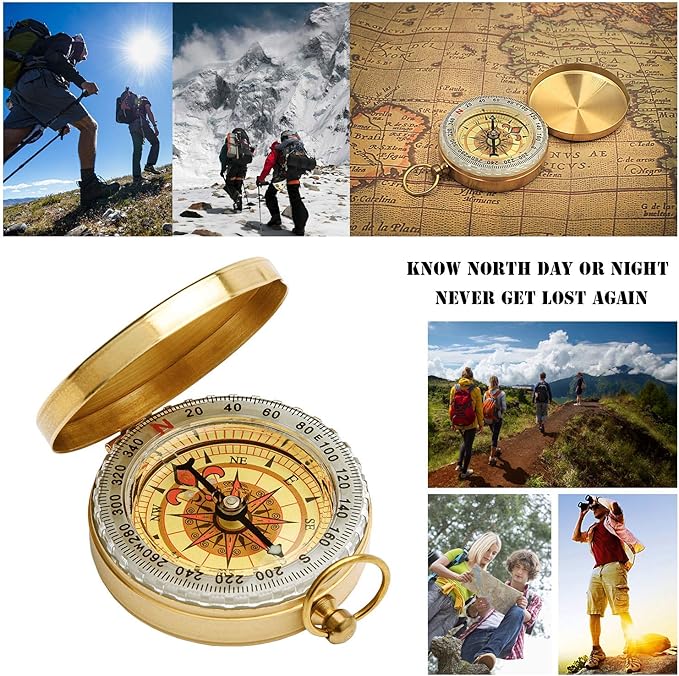 Retro Pirate Telescope Zoomable 25x30 Spyglass Portable Collapsible Handheld Telescope Vintage Monocular for Kids & Survival Gear Compass Pocket Military Compass for Camping Boating