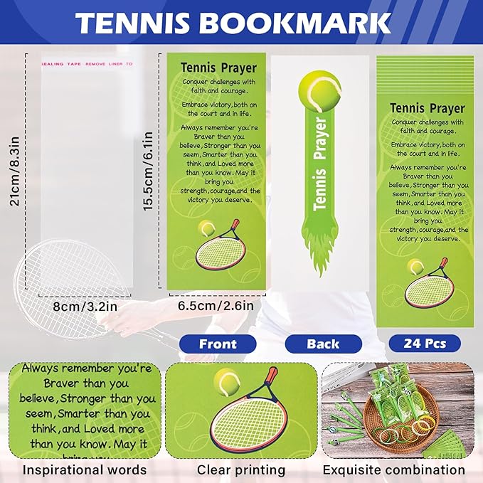 LiYiQ 72 Pcs Tennis Party Favors Tennis Team Gifts Tennis Goodie Bags Stuffers Tennis Ballpoint Pens Bookmark Card and Silicone Bracelet
