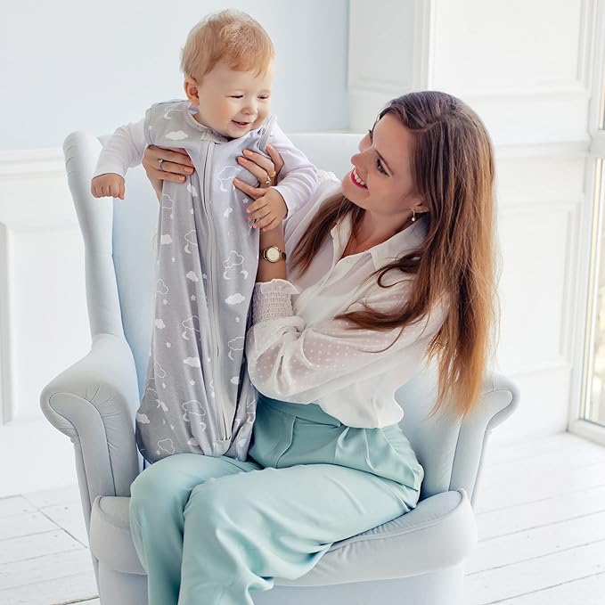 Baby Sleep Sack 1.0 TOG, Organic Cotton Baby Wearable Blanket with Two-Way Zipper, Swaddle Transition Baby Sleeping Bag, All-Season Sleep Sack for Newborn Infant Toddler Boy Girl, 0-6 Months, 1-Pack