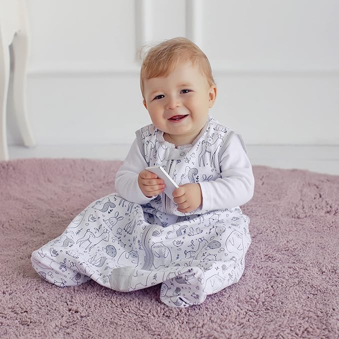 Mama Cheetah Baby Sleep Sack 0.5 TOG, Organic Cotton Baby Wearable Blanket with Two-Way Zipper, Swaddle Transition Baby Sleeping Bag for Newborn Infant Toddler Boy Girl, 6-12 Months