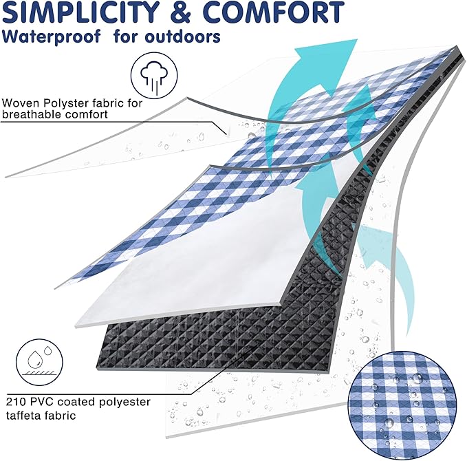 HX&OD Outdoor Picnic Blanket, Extra Large, 80''x80'' Waterproof Foldable Blankets Gingham Picnic Mat for Beach, Camping Grass Lawn Park Accessories Cute Couple Ideas Wedding (Blue, 80”x80”)