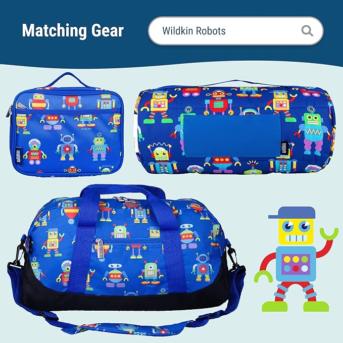 Wildkin 15-inch Kids Backpack – Durable, Padded, Adjustable for School & Travel - Robots