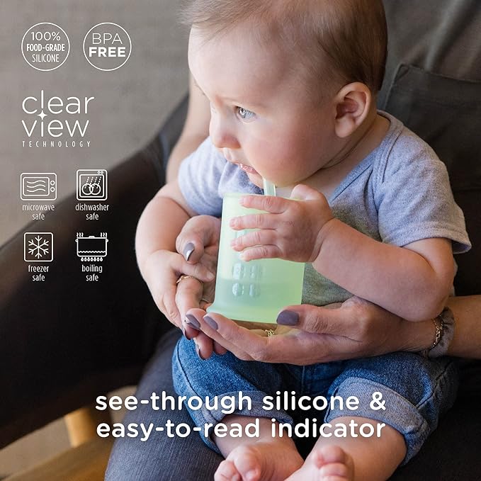 Olababy Silicone Training Cup with Straw Lid | Babies Water Drinking Cup | 6+ Mo Infant To 12-18 Months Toddler | Sippy Cup For Kids & Smoothie Cup | Baby Led Weaning (Lilac, 5 oz)