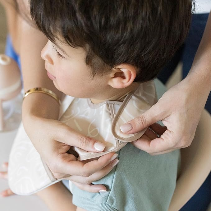 Tiny Twinkle Mess Proof Baby Bibs for Eating - Waterproof, Wipeable Bibs - Toddler Bibs - Travel Friendly - PFAS, PVC, BPA, Phthalate Free - Baby Food Bibs(3 Pack,Zen Garden)