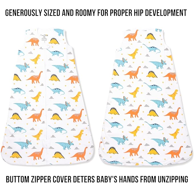 Baby Sleep Sack 1.0 TOG, Organic Cotton Baby Wearable Blanket with Two-Way Zipper, Swaddle Transition Baby Sleeping Bag, All-Season Sleep Sack for Newborn Infant Toddler Boy Girl, 12-18 Months, 1-Pack