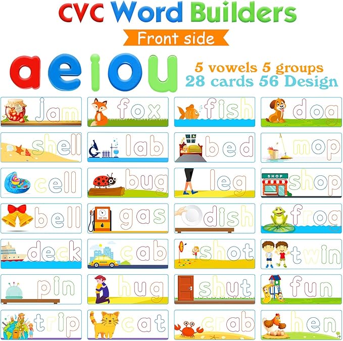 SpringFlower See & Spell Matching Letter Toy,Learning Educational Toy For 3 4 5 6 Years Old Boys And Girls,Preschool Learning Activities,Shape & Color Recognition Game,Cvc Word Builders For Kids,80Pcs