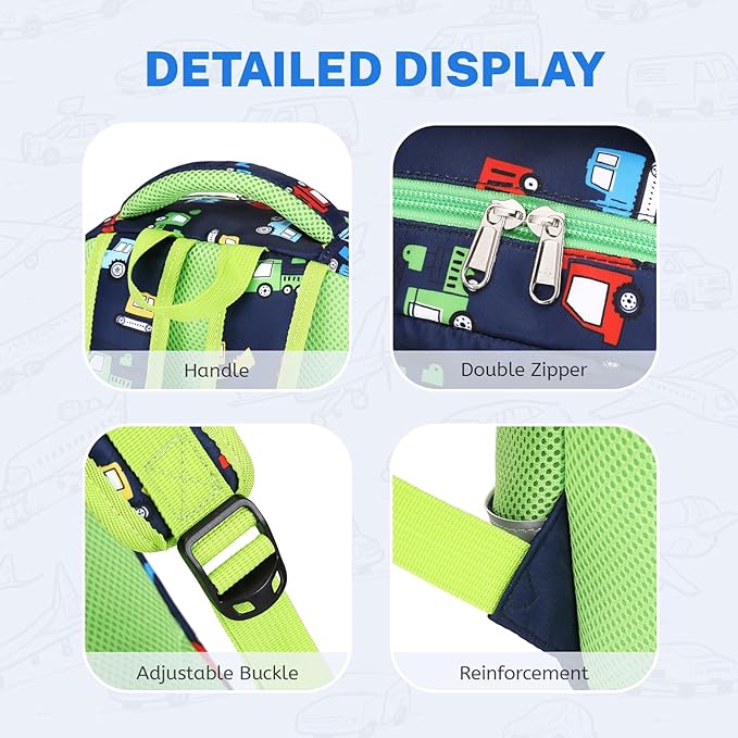 mygreen 3PCS Kids Backpack Set - Waterproof Bookbag with Lunch Box for Boys Ages 3-12, Adorable Cartoon Prints for School & Outdoor Use Blue Soccer