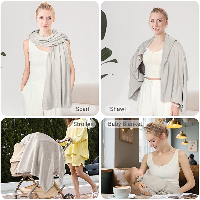 Nursing Cover for Breastfeeding – Privacy Breast Feeding Covers for Women – Soft Lyocell Fabric, Lightweight & Breathable – Multi-Use Scarf, Shawl, Baby Blanket – One Size – with Laundry Bag
