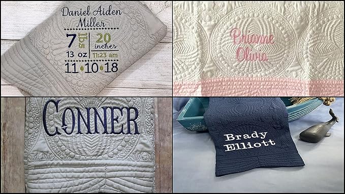 Personalized Baby Blanket Baby Quilt Monogrammed Blankets for Boys and Girls Embroidered Baby Gifts (Elephant & Balloons) Crib