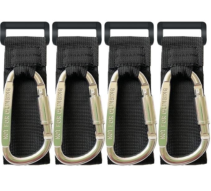 4 Pcs Baby Stroller Hook, Carry 30 lbs per Stroller Carabiner Clip, Adjustable Baby Stroller & Car Seat Hook for Hanging Diaper Bag, Wheelchair,Golf cart, Shopping and Pet Cart