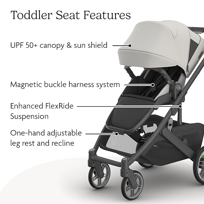 UPPAbaby Cruz V3 Stroller - from Birth + Car Seat Compatible - Full-Size, Reversible Seat - Infant Insert, Bug and Rain Shields Included - Savannah (Pearl Gray Jacquard/Carbon Frame/Chestnut Leather)