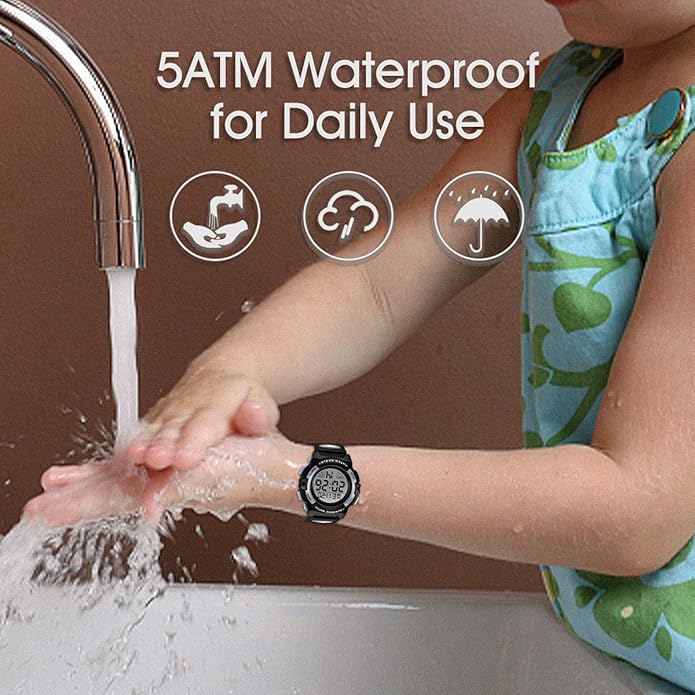 Kids Watch,Boys Watch for 3-15 Year Old Boys,Digital Sport Outdoor Multifunctional Chronograph LED 50 M Waterproof Alarm Calendar Analog Watch for Children with Silicone Band,Kids Gift